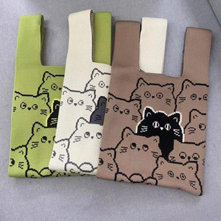 พร้อมส่ง BA14 กระเป๋าผ้าลายแมว กระเป๋าถือลายการ์ตูนไซส์มินิน่ารัก