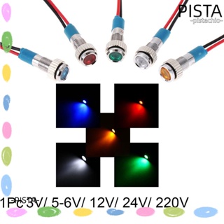 Pista ไฟแสดงสถานะ LED โลหะ กันน้ํา พร้อมสายไฟ 3V 5V 6V 9V 12V 24V 220V สําหรับรถยนต์ รถบรรทุก เรือ 1 ชิ้น