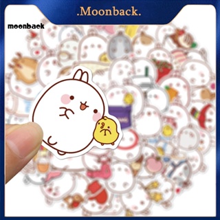 &lt;moonback&gt; สติกเกอร์ ลายการ์ตูนกระต่ายน่ารัก กันน้ํา ทนทาน สําหรับติดตกแต่งสมุด สเก็ตบอร์ด แล็ปท็อป 50 ชิ้น