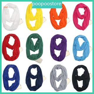 Poop ผ้าพันคอ มีซิปซ่อน 180x50 ซม. 12 สี สําหรับผู้ชาย ผู้หญิง เหมาะกับฤดูหนาว