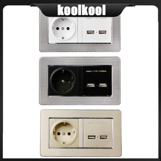 Kool ซ็อกเก็ตไฟมาตรฐาน EU พร้อมพอร์ตชาร์จ USB คู่ เอาท์พุต 5V 2 1A