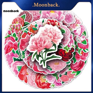 &lt;moonback&gt; สติกเกอร์ ลายดอกไม้ น้ําหนักเบา มีกาวในตัว สําหรับติดตกแต่งกระเป๋าเดินทาง 50 ชิ้น