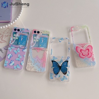 Jusheng เคสโทรศัพท์มือถือ ไล่โทนสี ลายผีเสื้อ แฟชั่น สําหรับ Samsung Z Flip5