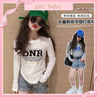 🍓GNR BABY🍋เสื้อยืดลําลอง แขนยาว คอกลม ผ้าฝ้าย เข้ารูป ขนาดใหญ่ 3-12 ปี สําหรับเด็กผู้หญิง