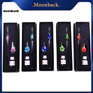 &lt;moonback&gt; ปากกาจุ่มหมึกซึม แบบแก้ว สําหรับนักเรียน ของขวัญ เขียนพู่กัน 1 ชุด