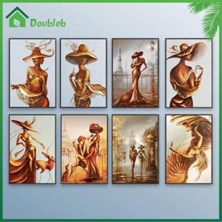 【Doub X ✮】ภาพวาดปักเพชร ทรงกลม ลายผู้หญิง 5D สําหรับตกแต่งบ้าน DIY ✮