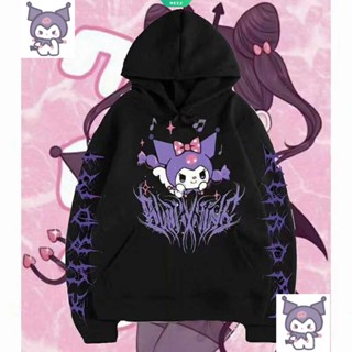 เสื้อกันหนาวแขนยาว มีฮู้ด พิมพ์ลายการ์ตูน Sanrio Kuromi ทรงหลวม เหมาะกับฤดูใบไม้ร่วง และฤดูหนาว สําหรับผู้หญิง 2023