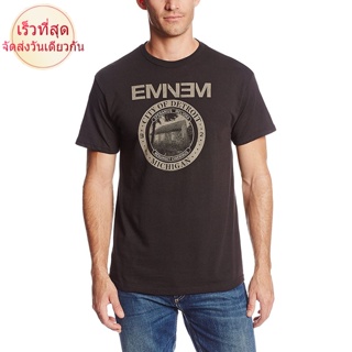 เสื้อยืดคอวีผู้ชาย Bravado Mens Eminem Detroit Seal T-Shirt men เสื้อ ยืด ผู้ชาย คอกลม โอเวอร์ ไซส์_03