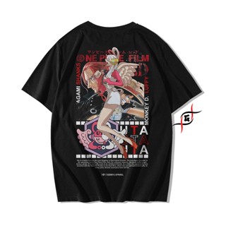 เสื้อยืดแขนสั้นGenryu Uta ก้านลิง เสื้อยืด ผ้าฝ้าย พิมพ์ลายอนิเมะ One Piece Luffy Film RED 24sS-5XL