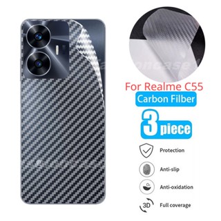 ฟิล์มกันรอยหน้าจอ คาร์บอนไฟเบอร์ แบบใส กันรอยขีดข่วน สําหรับ Realme C55 RealmeC55 4G 2023 3 ชิ้น