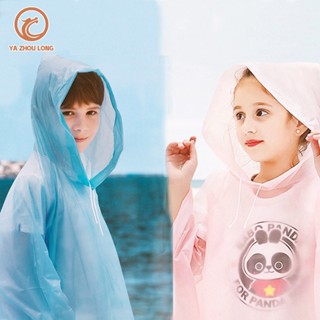 YA ZHOU LONG เสื้อกันฝนเด็กปอนโช นักเรียนแฟชั่น peva poncho การออกแบบสีทึบ