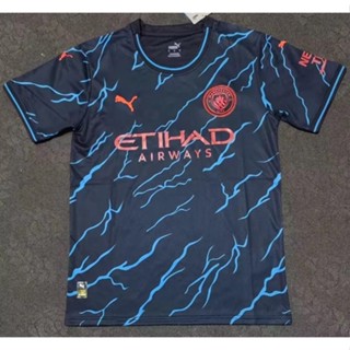 เสื้อกีฬาแขนสั้น ลายทีมฟุตบอล Manchester City 2324 ไซซ์ S - 2XL