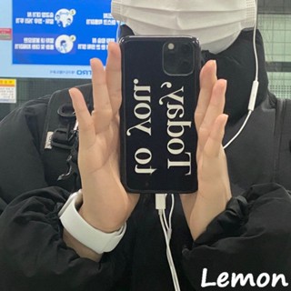 [Lemon] เคสโทรศัพท์มือถือ ลายตัวอักษรภาษาอังกฤษ สีดําวาว สไตล์เกาหลี สําหรับ iPhone 14 14pro 14promax 14plus 7 8 7plus 8plus 11 12 X XS XR XSMAX 11pro 12pro 11promax 12promax 13 13pro 13promax