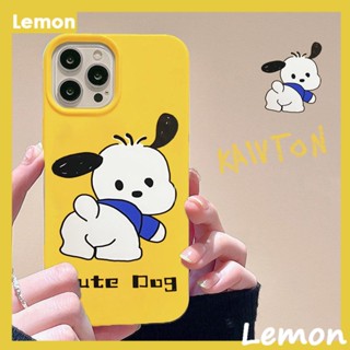 [Lemon] เคสโทรศัพท์มือถือ TPU แบบนิ่ม ลายการ์ตูนสุนัข สีเหลืองมันวาว สําหรับ Iphone 14pro 14promax 13 13pro 13promax 11 12 12pro 12promax XR XSMAX 7P 8P MINI