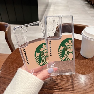 SAMSUNG เคสโทรศัพท์มือถือแบบนิ่ม ใส กันกระแทก ลาย Starbucks สําหรับ Galaxy S23 S22 Plus S21Ultra S20 FE A20 A03 Core