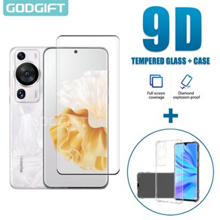 Godgift 2 in 1 กระจกนิรภัยกันรอยหน้าจอ พร้อมเคสซิลิโคน กันกระแทก สําหรับ Huawei P60 Pro P50 P40 P30 P20 Lite Mate 50 Pro