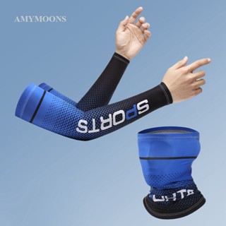 Amymoons ปลอกแขน ผ้าเรยอน 1 ชิ้น และหน้ากากกันแดด 1 ชิ้น