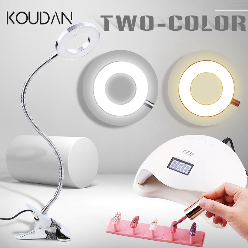 Koudan โคมไฟตั้งโต๊ะ LED งอได้ ยืดหยุ่น ป้องกันสายตา สองสี สําหรับตกแต่งเล็บ