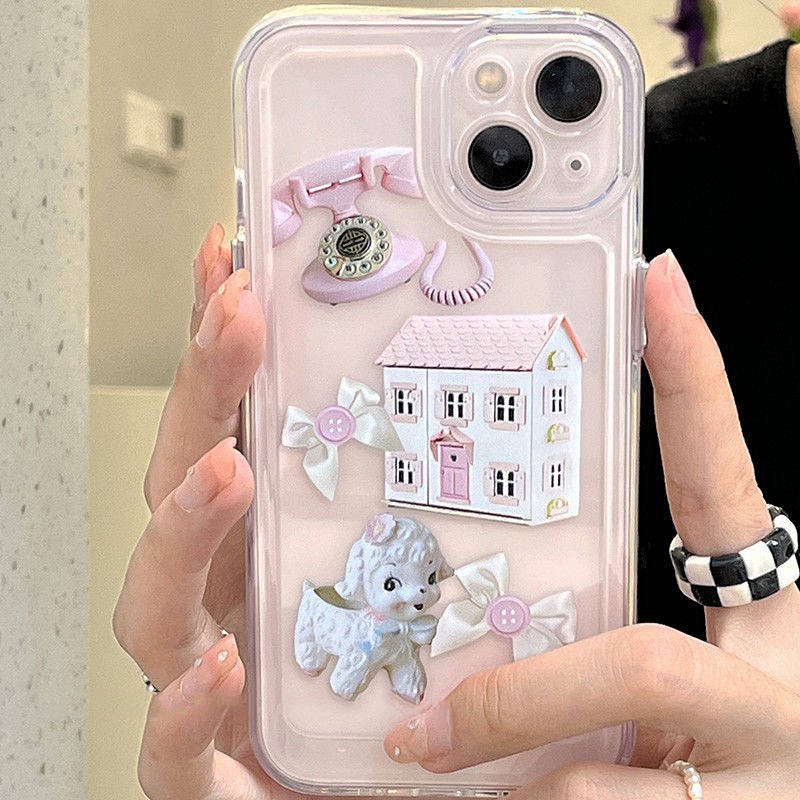 Korean Style Bow Lamb Cute Phone Case for Apple IPhone7/7Plus/8/8Plus/X/Xr/Xs/11/12/13mini/Pro Max kqXV