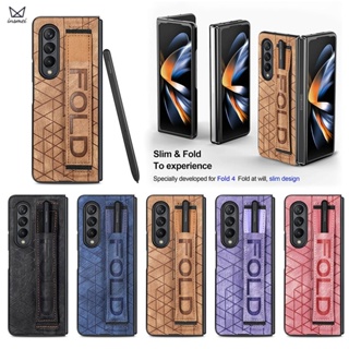 เคสโทรศัพท์มือถือหนัง กันกระแทก หมุนได้ พร้อมช่องใส่ปากกา สําหรับ Samsung Galaxy Z Fold 4 3 5G Z Fold4 Fold3