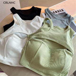 Crlnhc เสื้อสายเดี่ยวเซ็กซี่ คอกลม แขนกุด เข้ารูป สีพื้น สําหรับผู้หญิง