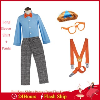 Blippi เสื้อเชิ้ตแขนยาว กางเกงขายาว ชุดแว่นตา หมวก เครื่องแต่งกาย ชุดแต่งกาย หูกระต่าย ชุดคอสเพลย์เด็ก