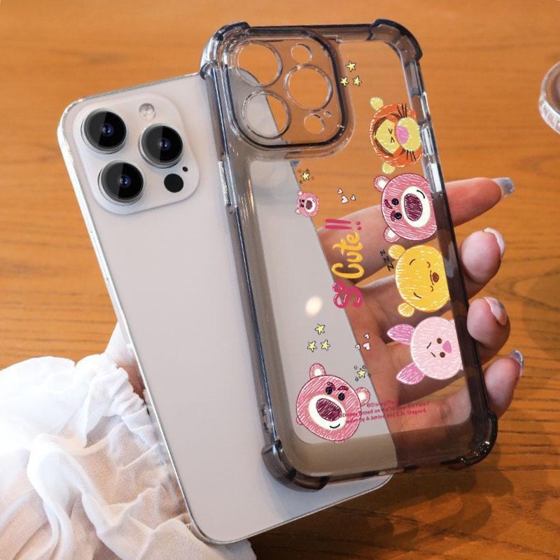 เคสโทรศัพท์มือถือแบบนิ่ม TPU ใส กันกระแทก กันรอยกล้อง พร้อมปุ่มกด สําหรับ IPhone 11 14 13 12 Pro Max XS Max X XR 7+ 8 6 6S Plus