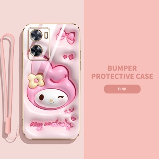 เคสโทรศัพท์ซิลิโคน TPU แบบนิ่ม ลายการ์ตูนกระต่าย และไดโนเสาร์ 3D ป้องกันรอย พร้อมสายคล้อง สําหรับ OPPO A57 A77 4G 2022 A77S A77E A57E A57S 4G OnePlus Nord N20 SE