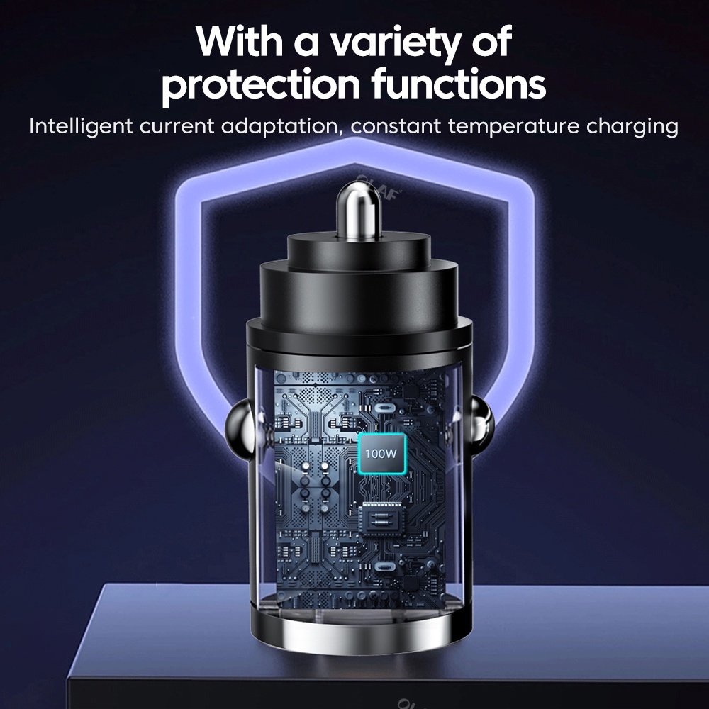 Elough อะแดปเตอร์ที่ชาร์จในรถยนต์ 100W Mini USB PD QC 3.0 รูปที่ 7