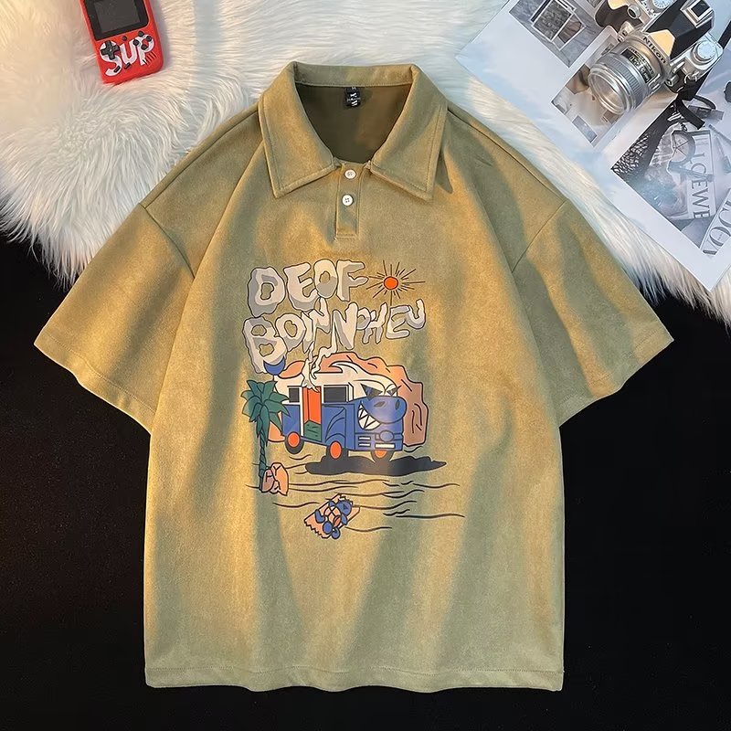 เสื้อโปโล แขนห้าส่วน พิมพ์ลาย เข้ากับทุกการแต่งกาย แบบเรียบง่าย แฟชั่นฤดูร้อน สําหรับผู้ชาย