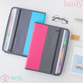 Lanfy กระเป๋าสตางค์ มีซิป หลายชั้น 13 ช่อง ขนาด A4 สําหรับใส่เอกสาร เครื่องเขียน นักเรียน