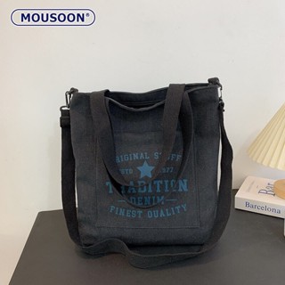 MOUSOON สำหรับทั้งหญิงและชายกระเป๋าสะพายข้าง สะพายข้างกระเป๋าคู่รัก Ins กระเป๋าถือผ้าใบสไตล์ญี่ปุ่น