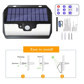 โคมไฟ Led 55 ดวง พลังงานแสงอาทิตย์ เซนเซอร์จับการเคลื่อนไหว กันน้ํา 3 โหมด พร้อมรีโมต สําหรับสวน โรงรถ กลางแจ้ง