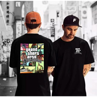 GOOD YFเสื้อยืด พิมพ์ลาย GAMING GAME GRAND THEFT AUTO สําหรับผู้ชาย | เสื้อยืด ลาย Gta SAN ANDREAS สีดํา_09