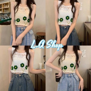 L.A Shop พร้อมส่ง เสื้อถักไหมพรม ลานดอกไม้สีเขียวน่ารักมาก "9256" -C