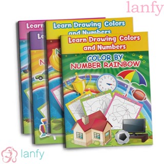 Lanfy สมุดระบายสี รูปสัตว์ สีสันสดใส ของเล่นเสริมการเรียนรู้ สําหรับเด็กอนุบาล