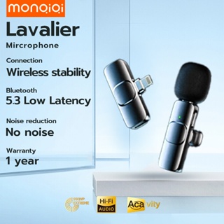 【MonQiQi】ไมค์ไร้สายหนีบเสื้อ Wireless Microphoneไมโครโฟนไร้สาย ไมโครโฟนไร้สายแบบพกพาสําหรับ ios/Type-C ไมค์หนีบปกเสื้อ