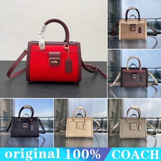 COACH cc141 cc140 cc142 cd701 ce606 cf389 Grace Carryall กระเป๋าถือ/ปิดช่องซิป/กระเป๋าสะพายไหล่หญิง/พิมพ์ลายคลาสสิก