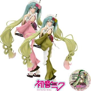 โมเดลฟิกเกอร์ Furyu Hatsune Miku Matcha Green Tea Parfait Sweet Vocaloid Miku แบบสร้างสรรค์ ของเล่นสําหรับเด็ก