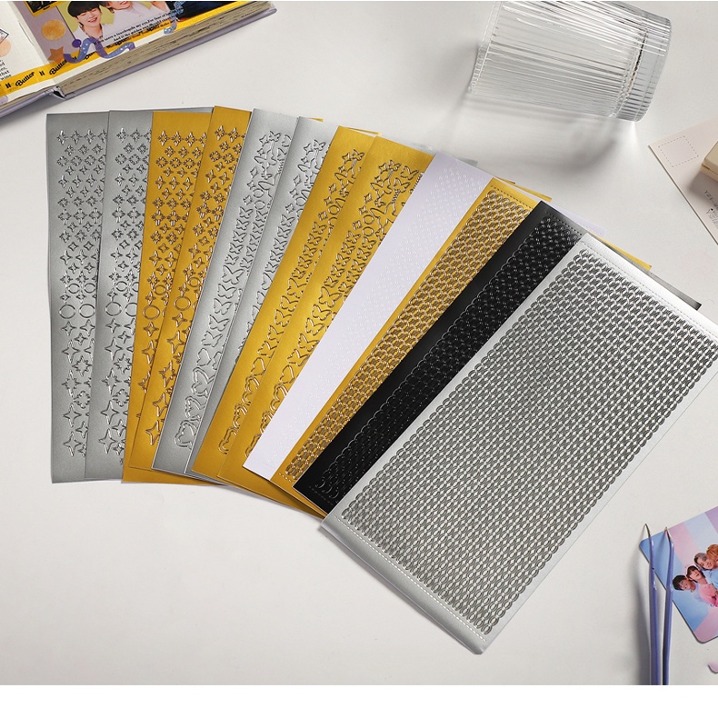 Jianwu สติกเกอร์ PVC สีบรอนซ์ สําหรับตกแต่งสมุดภาพ เครื่องเขียน DIY 2 แพ็ก ต่อชุด