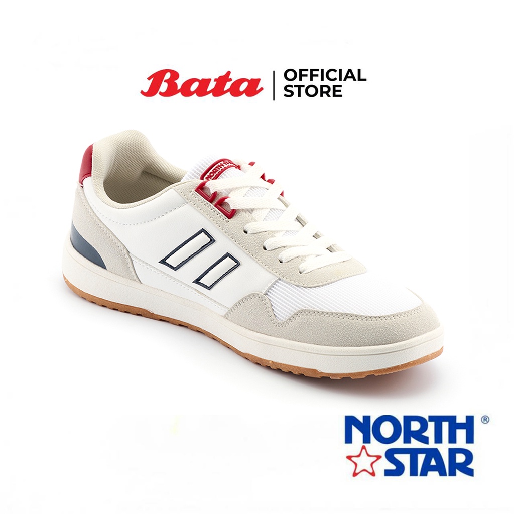 Bata บาจา NORTH STAR รองเท้าผ้าใบสนีคเกอร์แฟชั่น แบบผูกเชือก ดีไซน์เก๋ สำหรับผู้ชาย สีขาว 8211603 สีกรมท่า 8219603