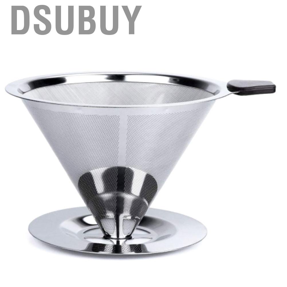 Dsubuy Pour Over Coffee Dripper Stainless Steel Filter Removable with Stand Reusable Cone