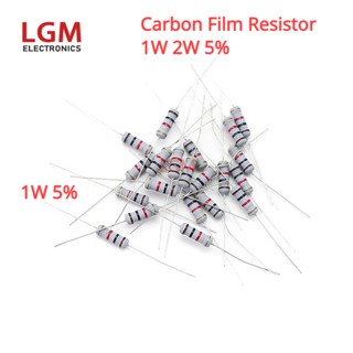 ตัวต้านทานฟิล์มคาร์บอน 1W 2W 5% 1R-1M 1R 10R 22R 47R 51R 100R 1K 2K 4.7K 10K 22K 47K 100K 500 ชิ้น