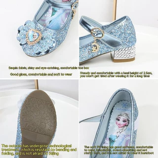 Pippikids- รองเท้าส้นสูง รองเท้าหนัง คริสตัล เจ้าหญิงเอลซ่า สําหรับเด็กผู้หญิง