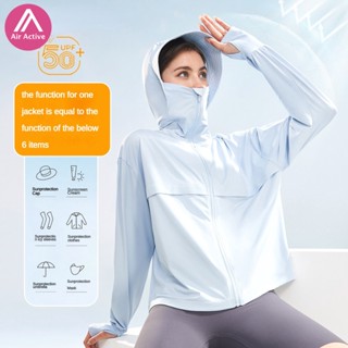 AirActive Leisure เสื้อแจ็กเก็ตกีฬา มีฮู้ด ป้องกันแดด แฟชั่นสําหรับสตรี