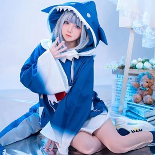 Hololive Vtuber EN GwarGura cospaly Costume คอสเพลย์เครื่องแต่งกายวิกผมฉลามชุดเกมฮาโลวีนอะนิเมะ Wig cos shark clothing Halloween Anime game Suits 噶呜古拉鲨鱼