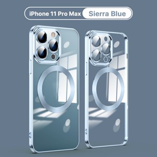 เคสไอโฟน 11 Pro Max แม่เหล็ก ปลอกใส อ่อนนุ่ม รองรับการชาร์จแบบไร้สาย การชุบ กันกระแทก ปกป้องกล้อง ป้องกันเลนส์