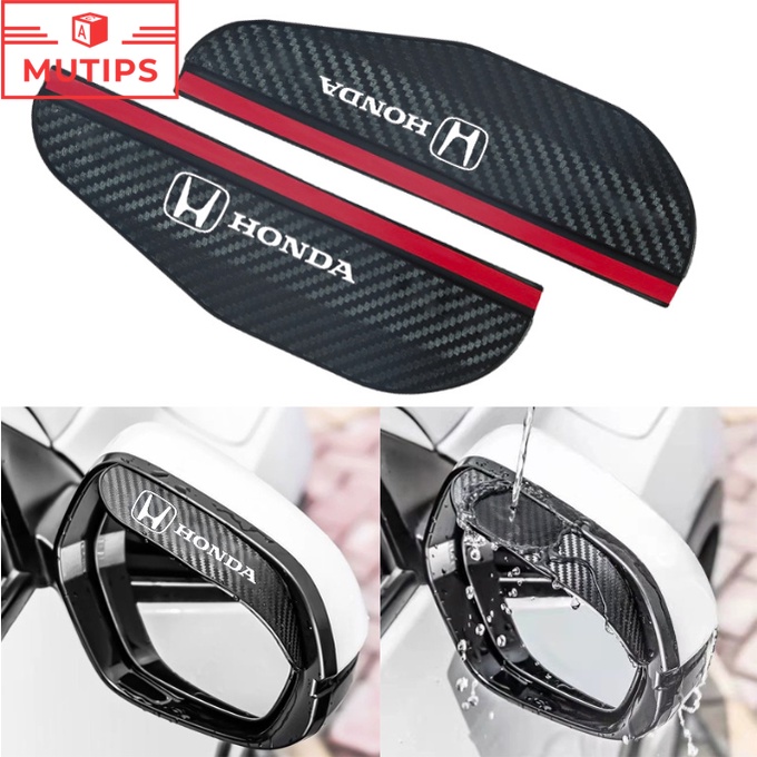 Honda 2 ชิ้นกระจกมองหลังรถยนต์คาร์บอนไฟเบอร์บังแดดฝนคิ้วป้องกันกรณีสติ๊กเกอร์ civic 11th gen fd fc e