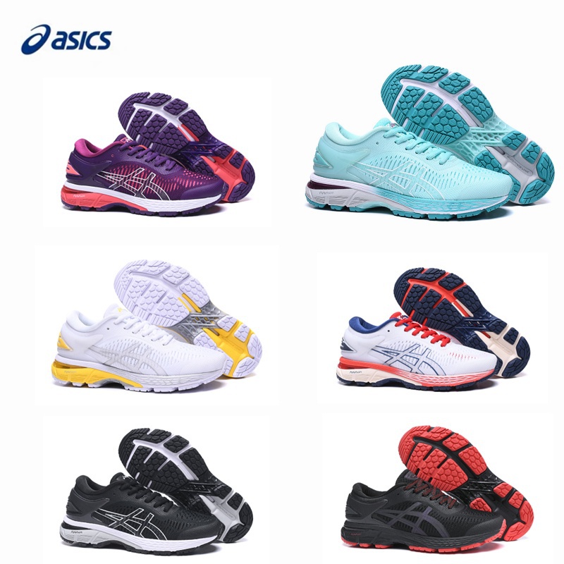 6สี Asics รองเท้าวิ่งของผู้หญิง GEL-KAYANO 25ที่มีเสถียรภาพกันกระแทกการดูดซึม shock วิ่งจ๊อกกิ้งรองเ