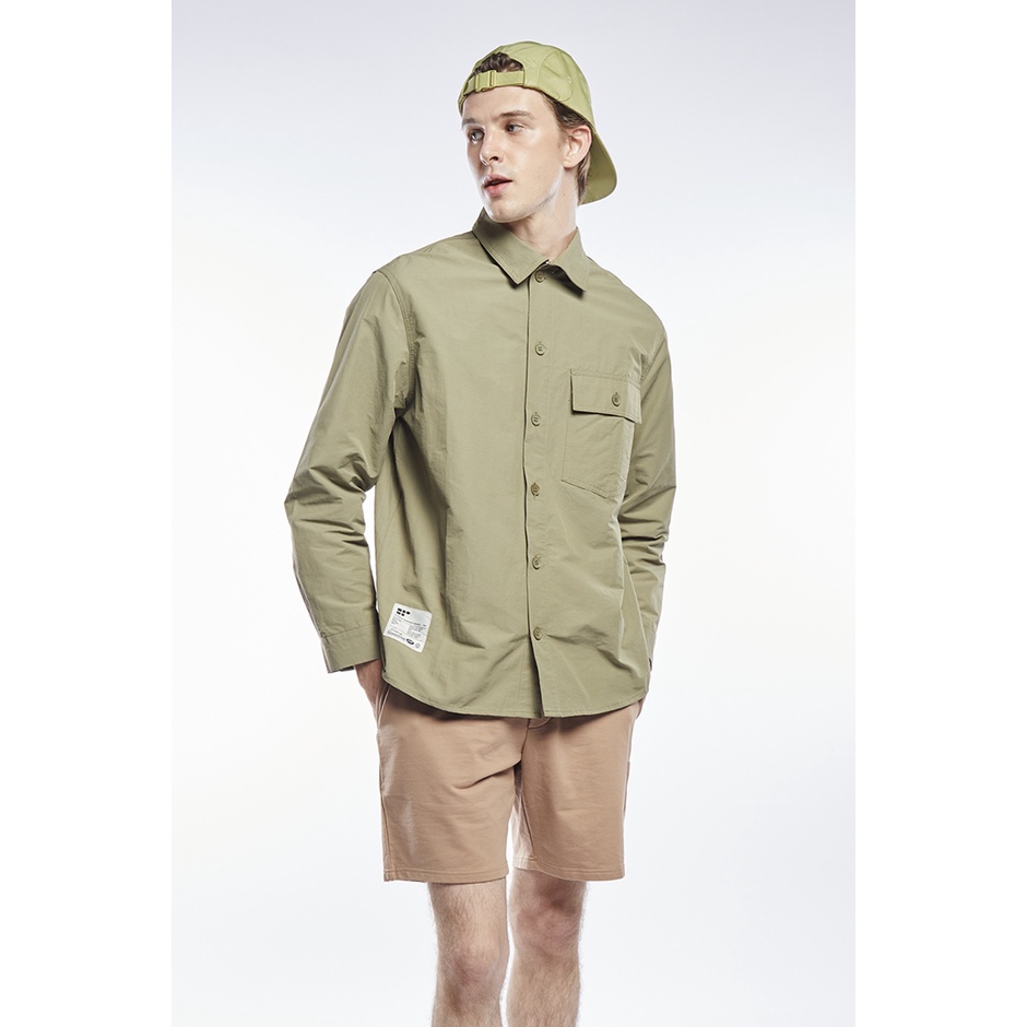 ESP เสื้อเชิ้ตแต่งกระเป๋าสองข้าง ผู้ชาย สีเขียว | Two Pocket Long Sleeve Shirt | 3715